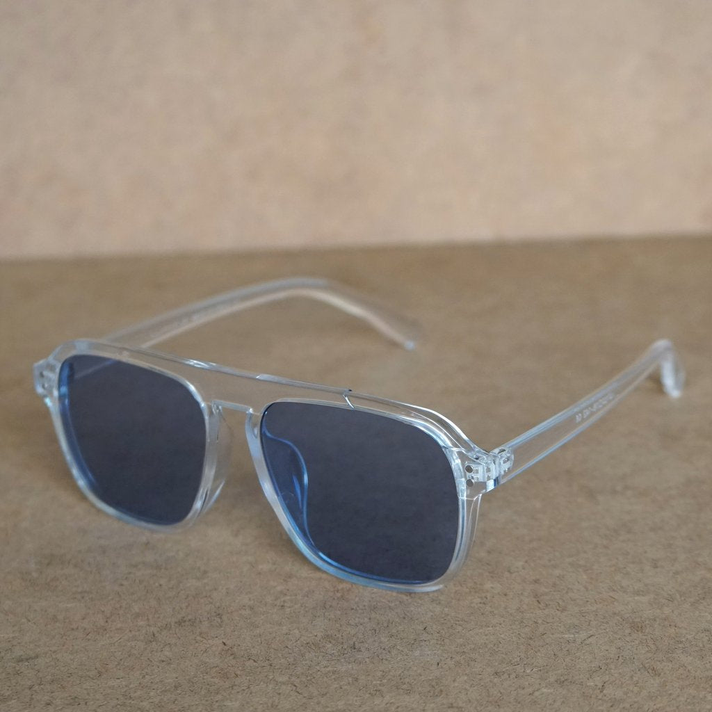 Stylish Square Winter Transparent Blue Sunglasses For Men And Women-Unique and Classy