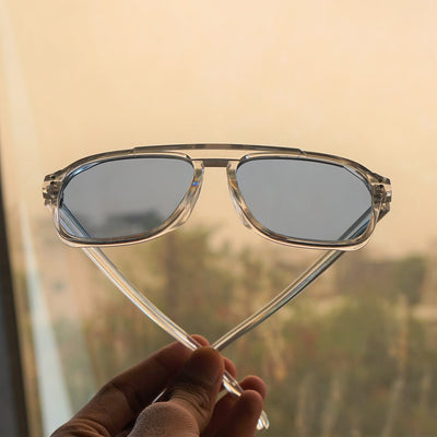 Stylish Square Winter Transparent Blue Sunglasses For Men And Women-Unique and Classy