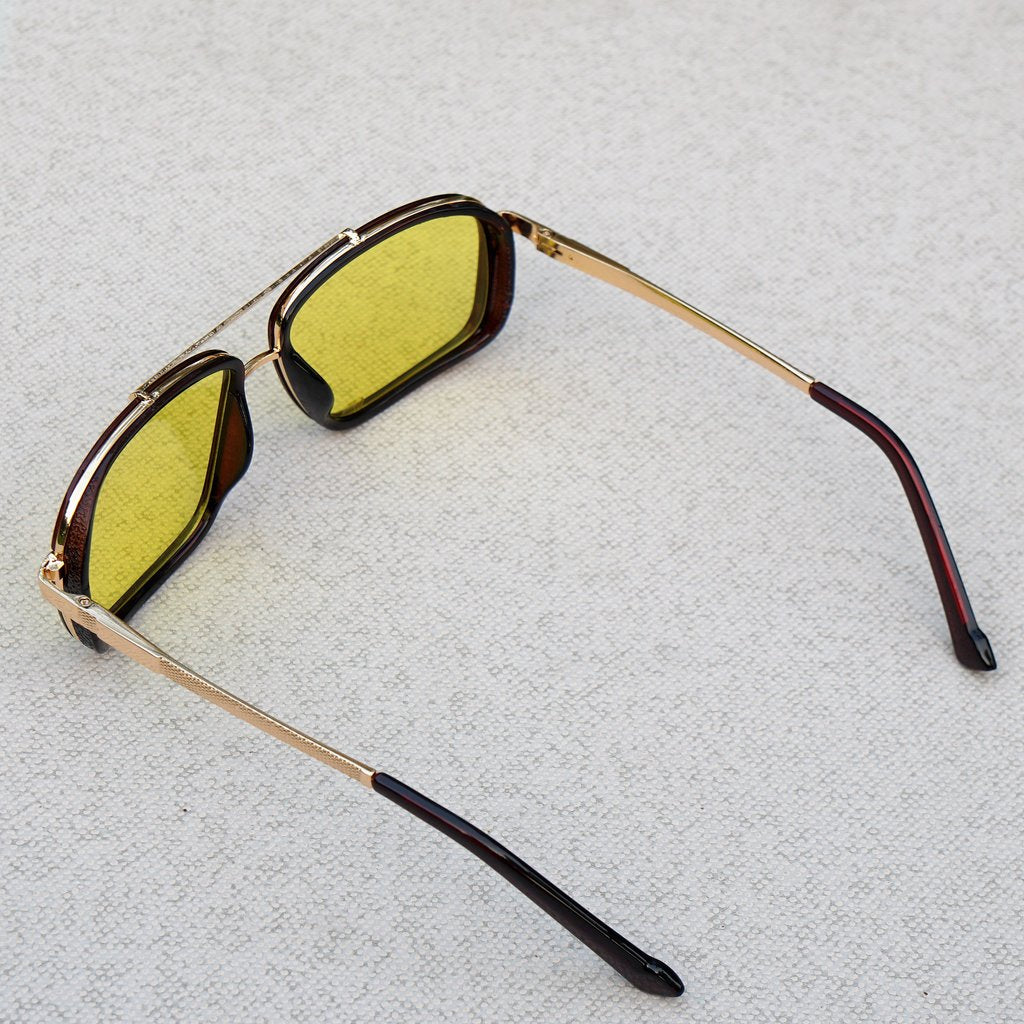 2020 Square Edition Gold Yellow Sunglasses For Men And Women-Unique and Classy