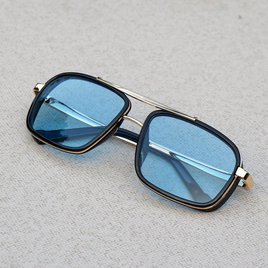 2020 Square Edition Gold Blue Sunglasses For Men And Women-Unique and Classy