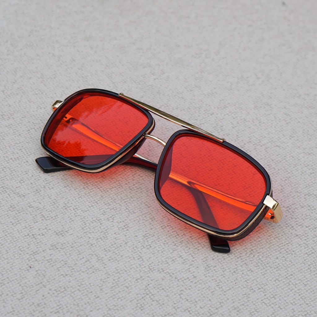 2020 Square Edition Gold Red Sunglasses For Men And Women-Unique and Classy