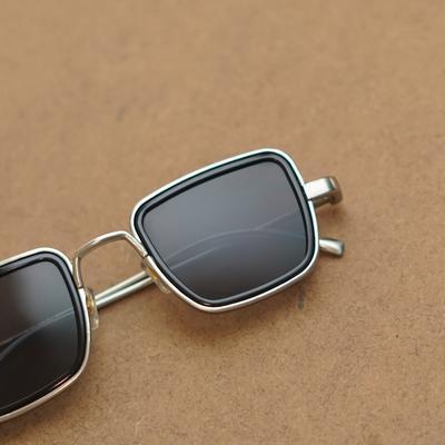 Stylish Square Black And Silver Retro Sunglasses For Men And Women-Unique and Classy