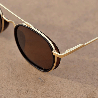 Golden Brown S4612 Metal Frame Polarized Round Sunglasses For Men And Women-Unique and Classy