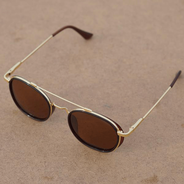 Golden Brown S4612 Metal Frame Polarized Round Sunglasses For Men And Women-Unique and Classy