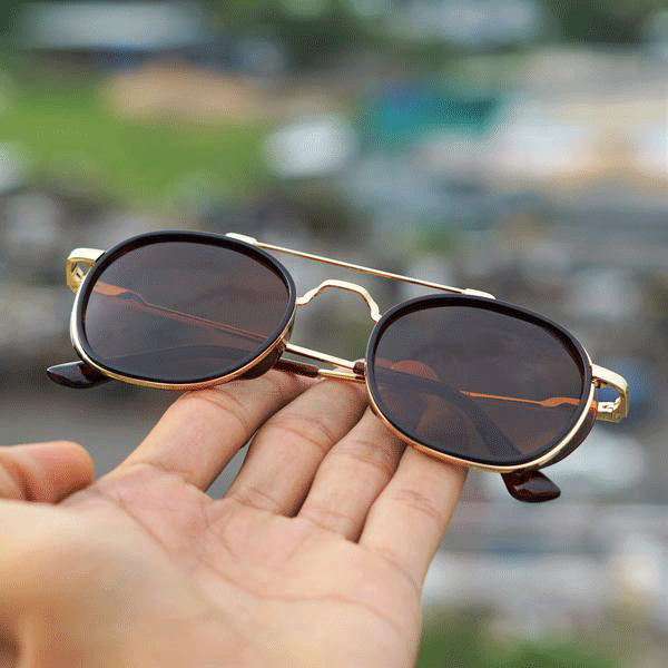 Golden Brown S4612 Metal Frame Polarized Round Sunglasses For Men And Women-Unique and Classy