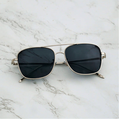 Rectangular Square Silver Black Sunglasses For Men And Women-Unique and Classy