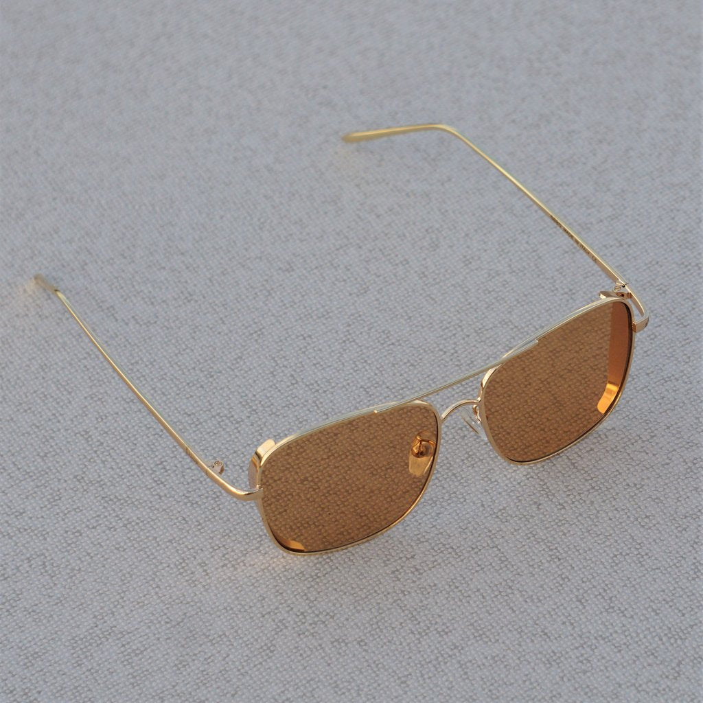 Rectangular Square Gold Brown Candy Sunglasses For Men And Women-Unique and Classy