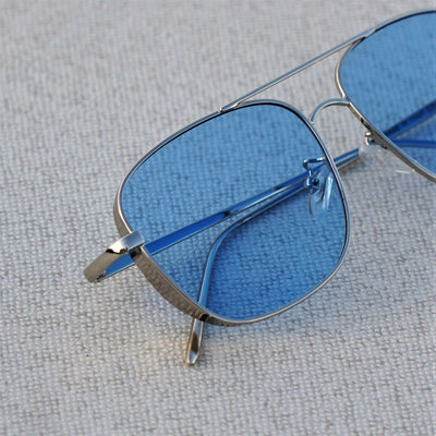 Rectangular Square Silver Blue Sunglasses For Men And Women-Unique and Classy