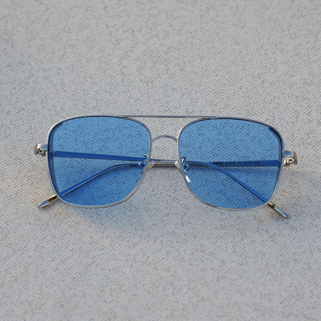 Rectangular Square Silver Blue Sunglasses For Men And Women-Unique and Classy