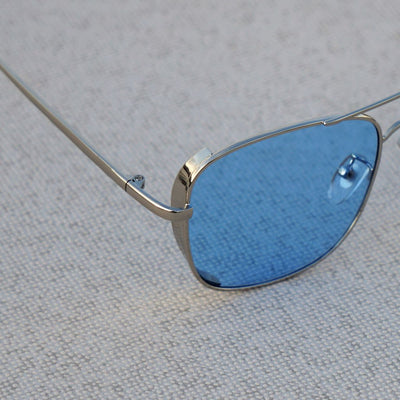 Rectangular Square Silver Blue Sunglasses For Men And Women-Unique and Classy