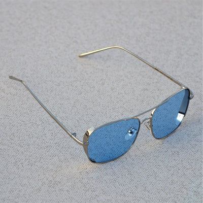 Rectangular Square Silver Blue Sunglasses For Men And Women-Unique and Classy