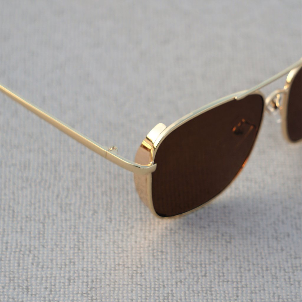 Rectangular Square Gold Brown Sunglasses For Men And Women-Unique and Classy