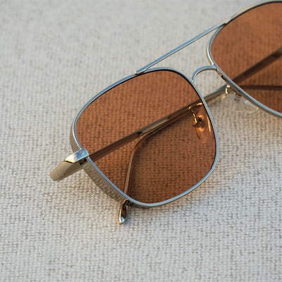 Rectangular Square Silver Brown Candy Sunglasses For Men And Women-Unique and Classy