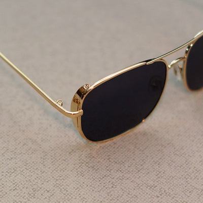 Rectangular Square Gold Black Sunglasses For Men And Women-Unique and Classy