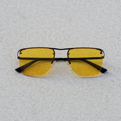 Vintage Square Metal Frame Yellow Sunglasses For Men And Women-Unique and Classy