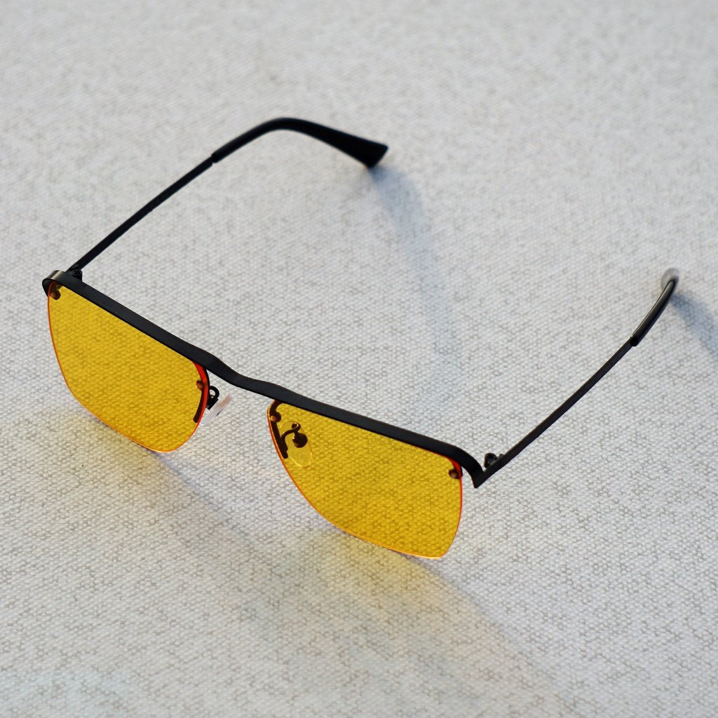 Vintage Square Metal Frame Yellow Sunglasses For Men And Women-Unique and Classy