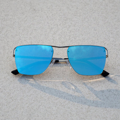 Vintage Square Metal Frame Aqua Blue Sunglasses For Men And Women-Unique and Classy