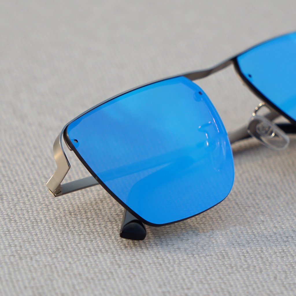 Vintage Square Metal Frame Aqua Blue Sunglasses For Men And Women-Unique and Classy
