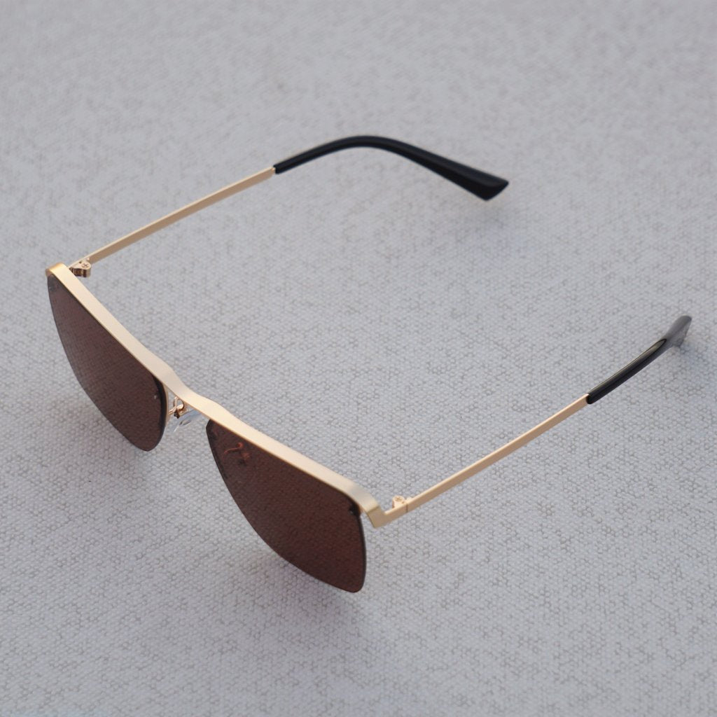 Vintage Square Metal Frame Brown Sunglasses For Men And Women-Unique and Classy
