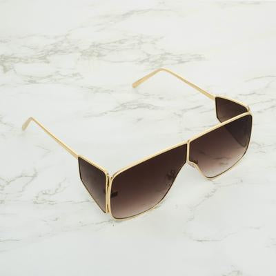 Square Shaded Dark Brown And Gold Sunglasses For Men And Women-Unique and Classy