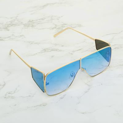 Square Aqua Blue And Gold Sunglasses For Men And Women-Unique and Classy