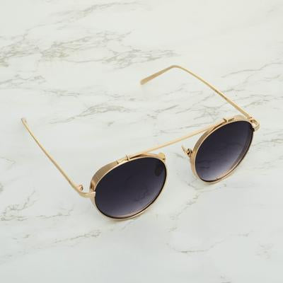 Bonzer Round Black And Gold  Sunglasses For Men And Women-Unique and Classy