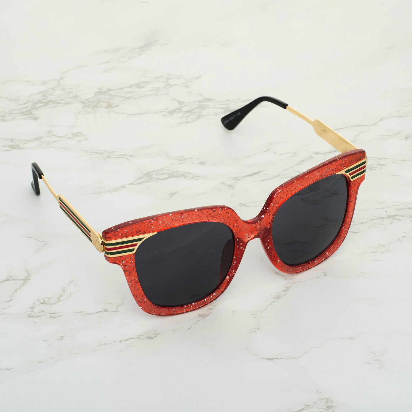 Rectangle Black And Red Gold Sunglasses For Men And Women-Unique and Classy
