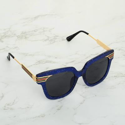 Rectangle Black And Blue Gold Sunglasses For Men And Women-Unique and Classy