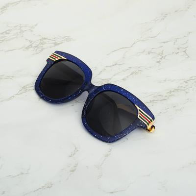 Rectangle Black And Blue Gold Sunglasses For Men And Women-Unique and Classy