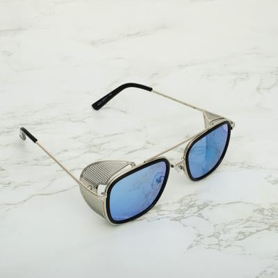 Square Aqua Blue And Silver Sunglasses For Men And Women-Unique and Classy