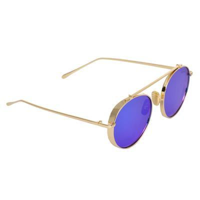 Round Blue And Gold  Sunglasses For Men And Women-Unique and Classy