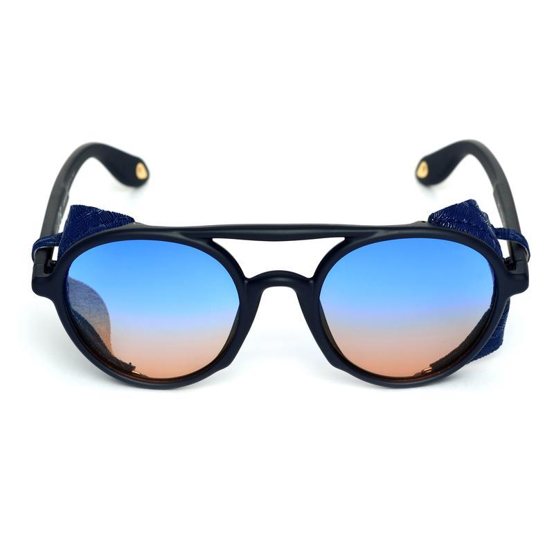 Round Shaded Blue And Black Sunglasses For Men And Women-Unique and Classy