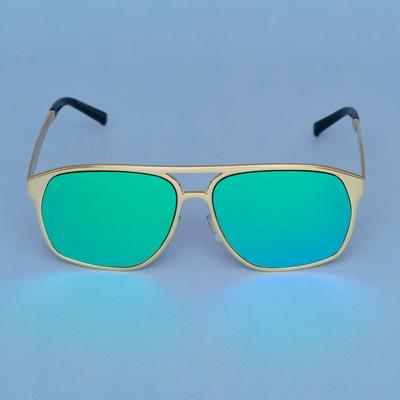 Rectangle Aqua Green And Gold Sunglasses For Men And Women-Unique and Classy