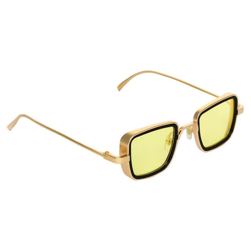 Yellow And Gold Retro Square Sunglasses For Men And Women-Unique and Classy