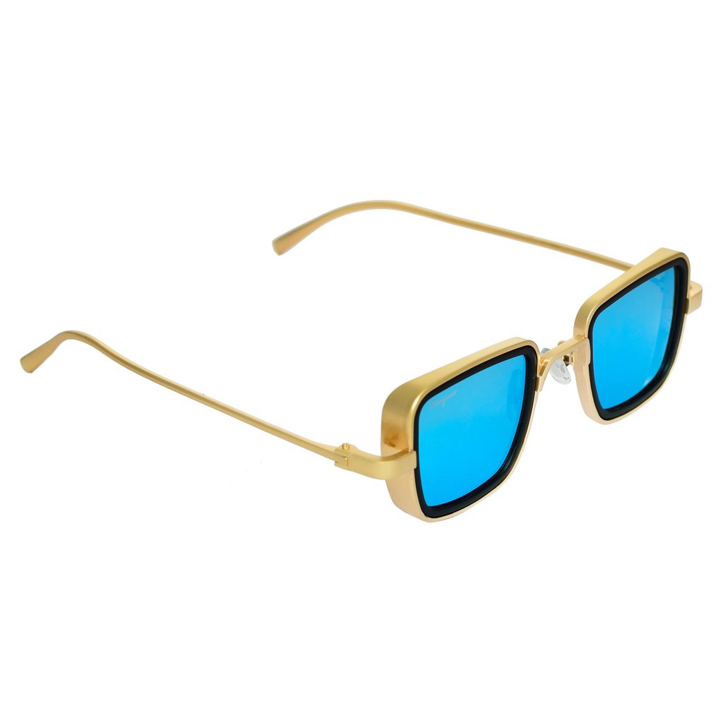 Retro Square Gold Aqua Blue Sunglasses For Men And Women-Unique and Classy