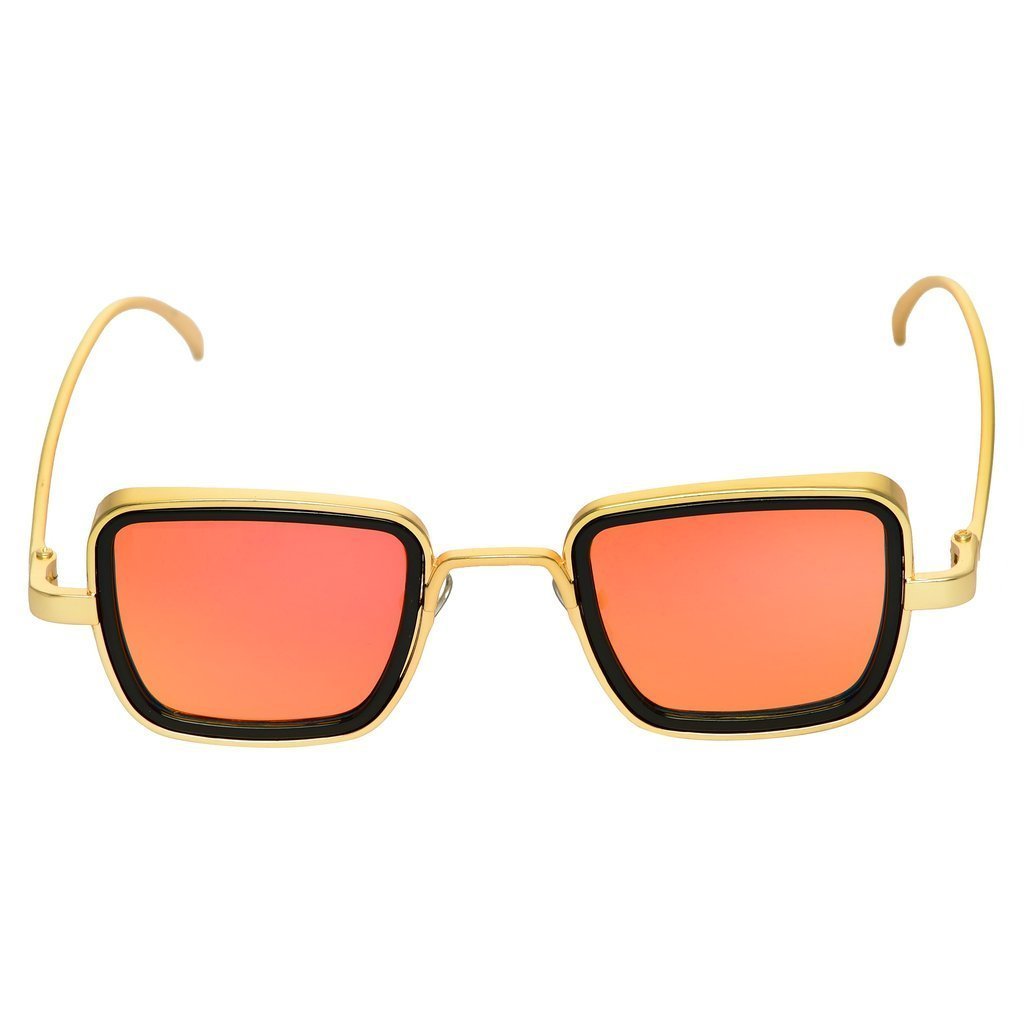 Retro Square Gold Orange Mercury Sunglasses For Men And Women-Unique and Classy