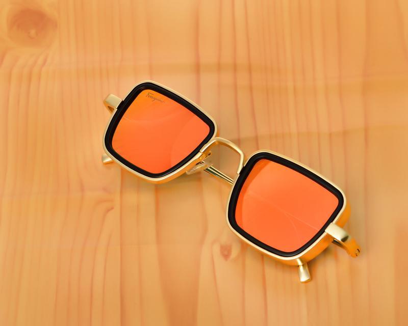 Orange And Gold Retro Square Sunglasses For Men And Women-Unique and Classy