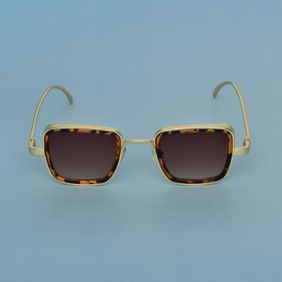Brown And Gold Retro Square Sunglasses For Men And Women-Unique and Classy