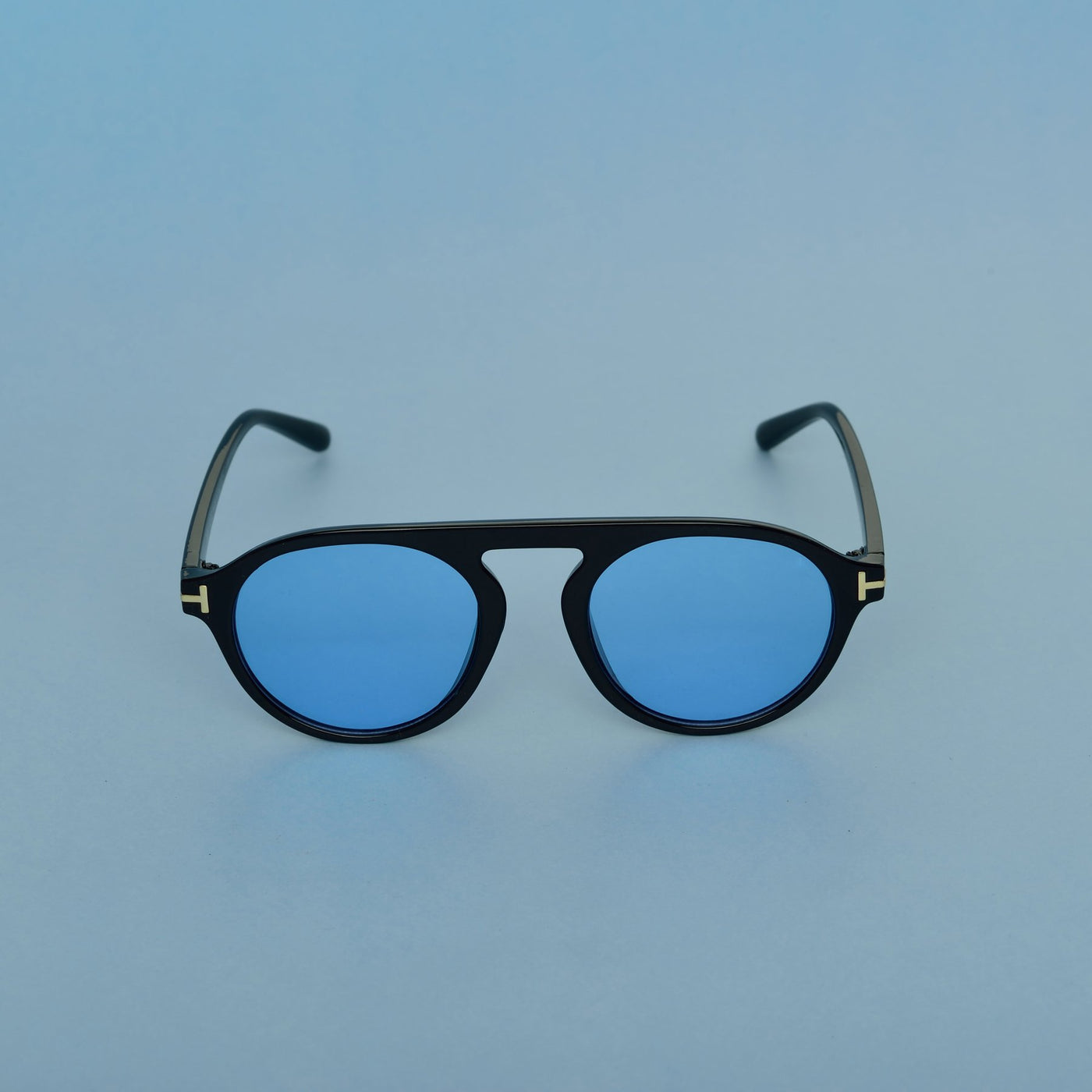 Round Aqua Blue And Black Sunglasses For Men And Women-Unique and Classy
