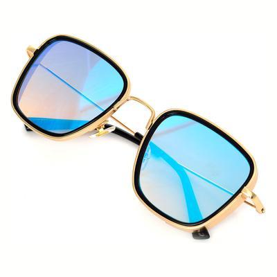 KB Aqua Blue And Gold Premium Edition Sunglasses For Men And Women-Unique and Classy