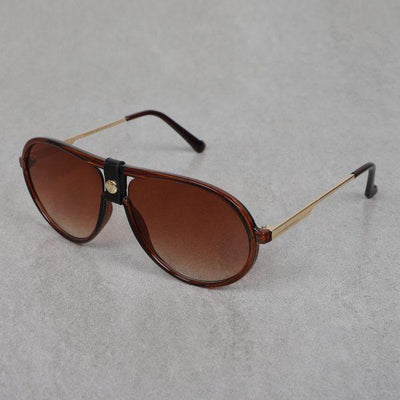 Aviator Shape Gold Brown Vintage Sunglasses For Men And Women-Unique and Classy