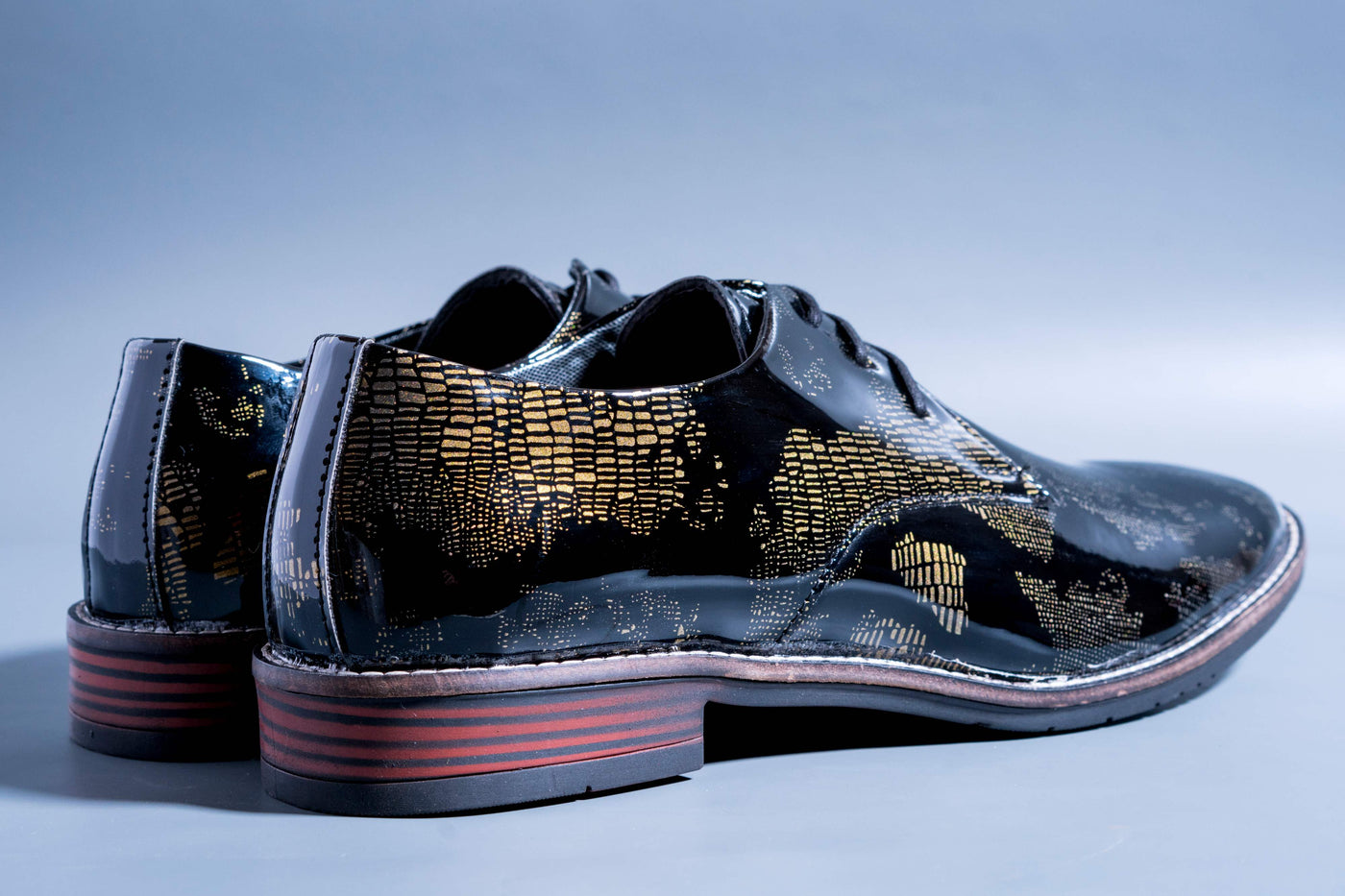 New Men's Wear Shiny Golden World Map Pattern Premium Design Quality Casual And Party Shoes -Unique and Classy