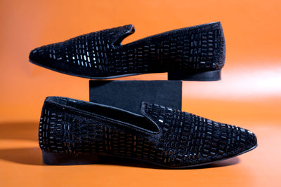 Stylish Men's Fashion Wedding Imported Studded Black Moccasins High Quality Slip On Flat Loafer-Unique and Classy