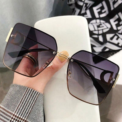 2021 Vintage Rimless Big Square Frame Retro Fashion Sunglasses For Unisex-Unique and Classy