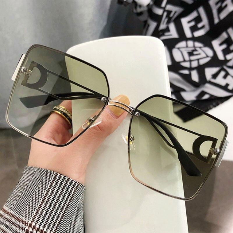 2021 Vintage Rimless Big Square Frame Retro Fashion Sunglasses For Unisex-Unique and Classy