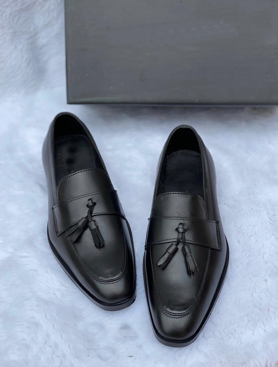 Leather Patent Slipons With Tassles For Men-Unique and Classy