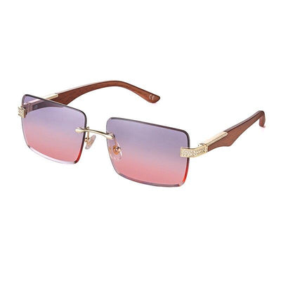 2021 Luxury Vintage Fashion Brand Designer Square Wood Rimless Sunglasses For Men And Women-Unique and Classy