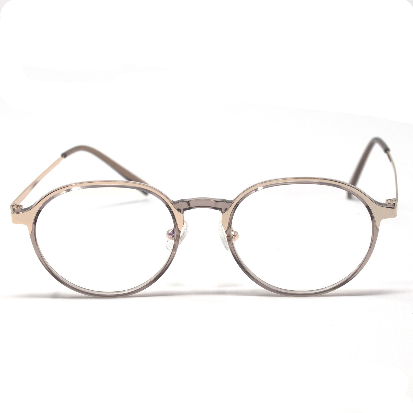 Stylish Grey Crystal Round Frames Eyeglasses