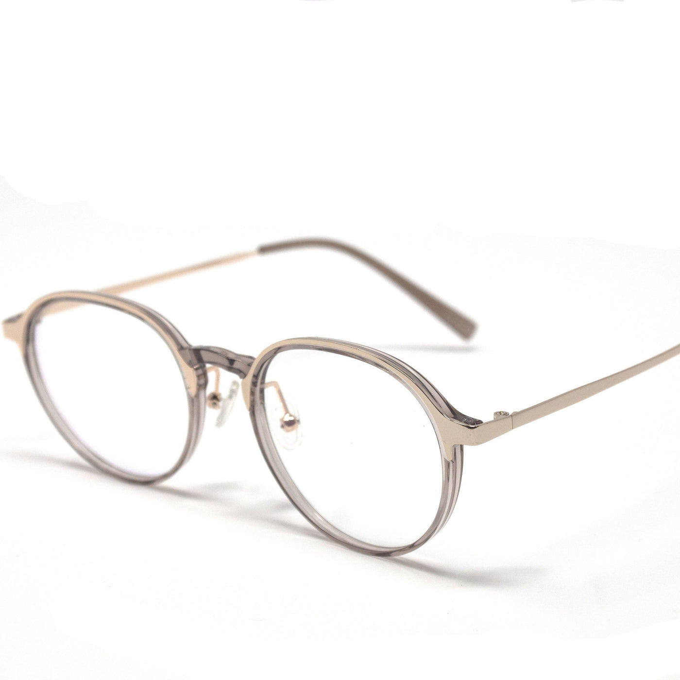 Stylish Grey Crystal Round Frames Eyeglasses