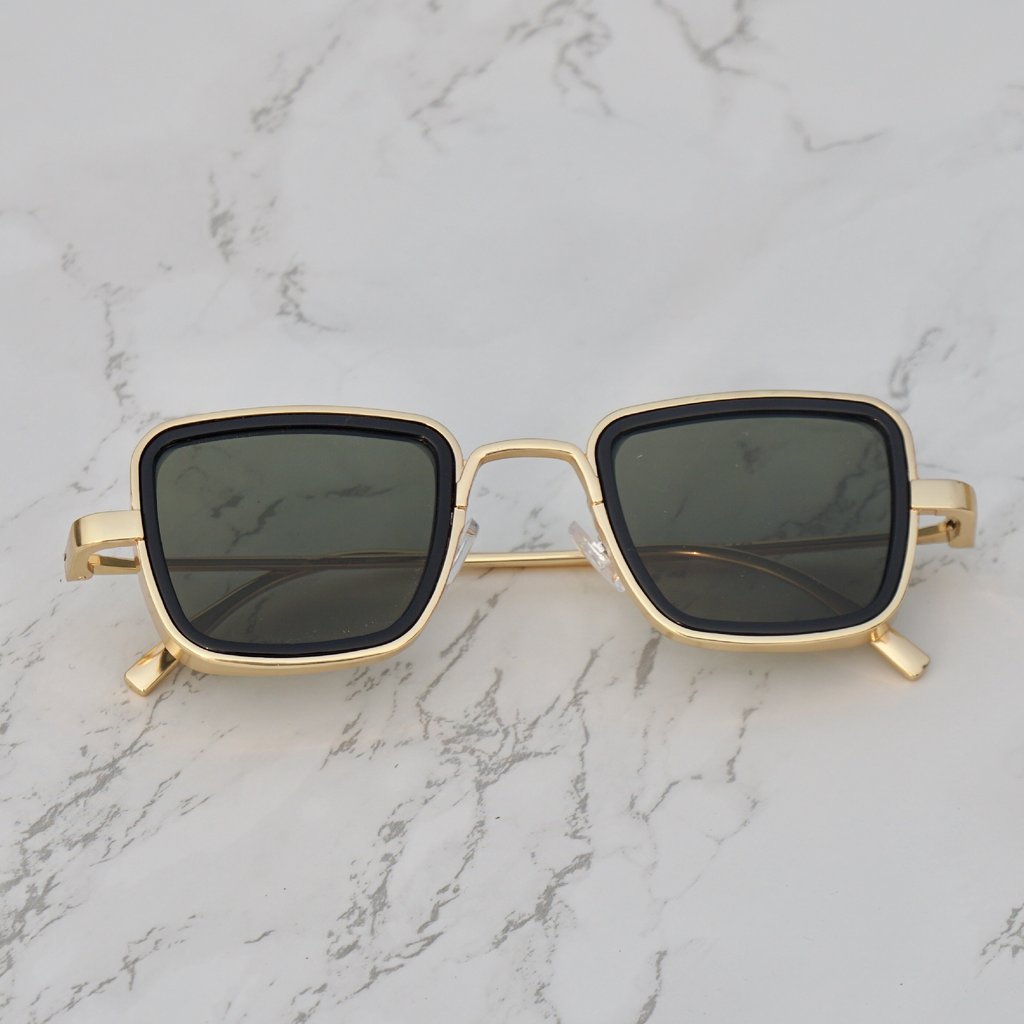 Retro Square Gold Green Sunglasses For Men And Women-Unique and Classy